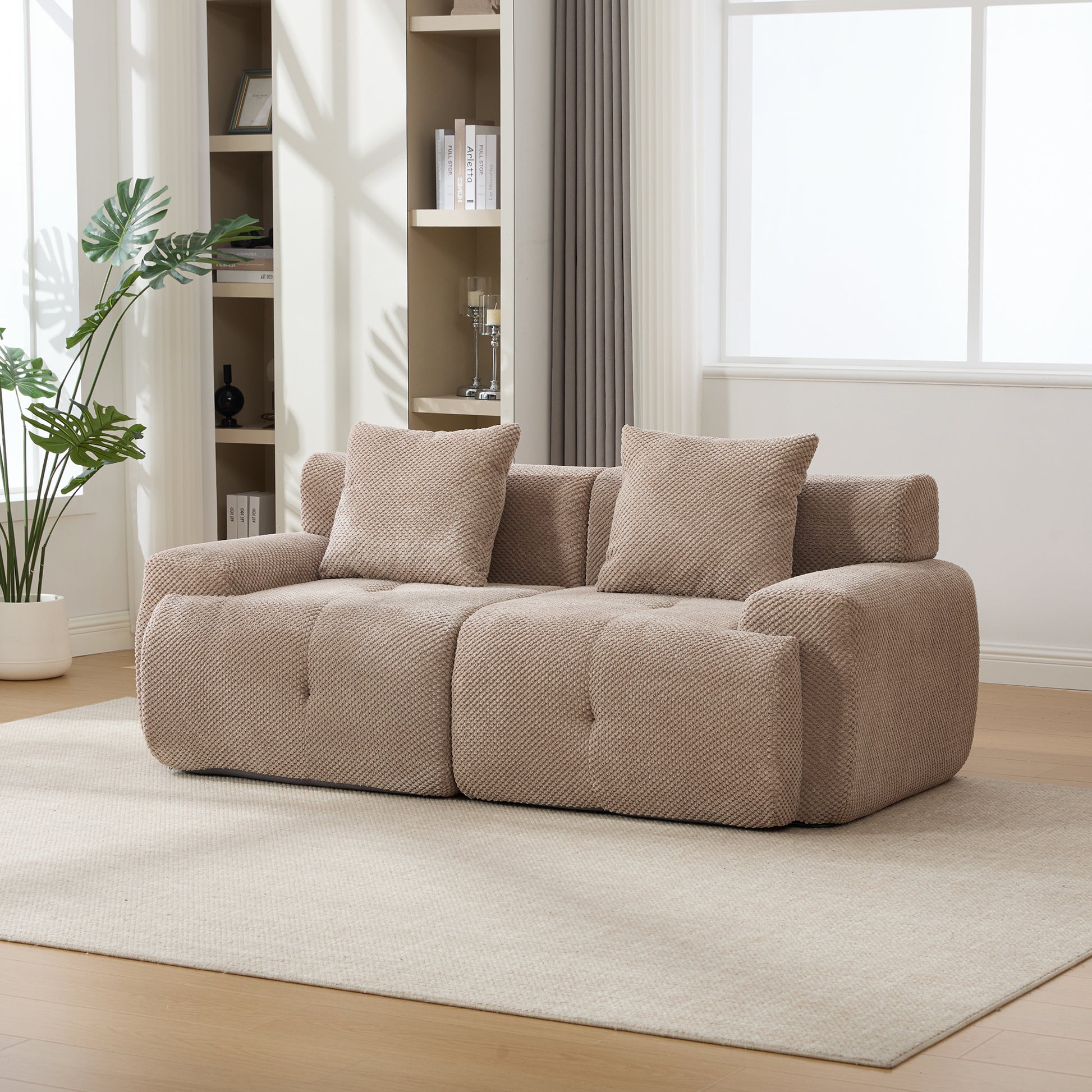 GOMYHOME taupe taupe modular loveseat sofa for living room bedroom and apartment