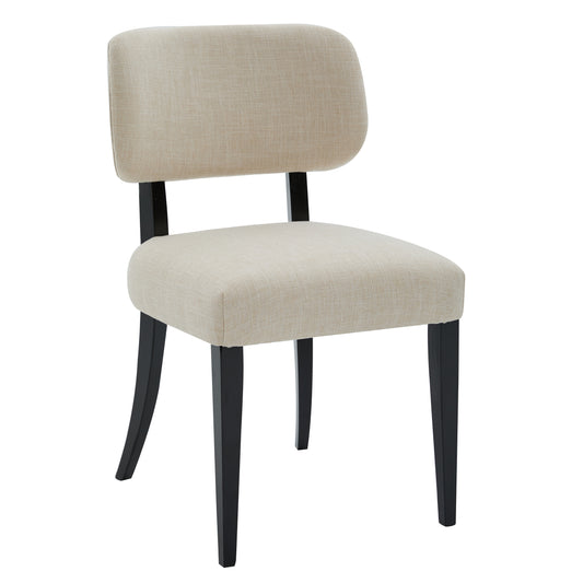 GOMYHOME Dining Chairs Set of 2, Fabric Upholstered Chairs with Solid Wood Legs, Cream