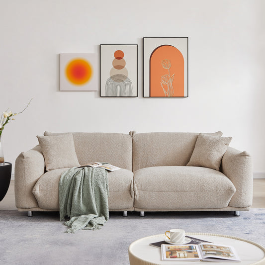 GOMYHOME Oversized Loveseat Sofa for Living Room, Sherpa Sofa with Metal Legs, 3 Seater