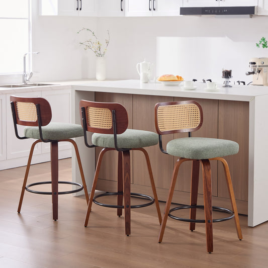 GOMYHOME light green linen counter stool set of 3 for modern home seating