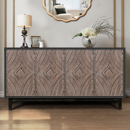 GOMYHOME Wood Tone 60-inch Sideboard & Buffet Cabinet with Adjustable Storage