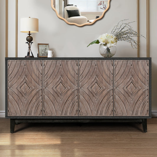 GOMYHOME Wood Tone 60-inch Sideboard & Buffet Cabinet with Adjustable Storage