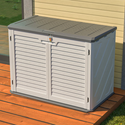 GOMYHOME Horizontal Storage Shed Weather Resistance, Large Outdoor Storage Cabinet Lockable