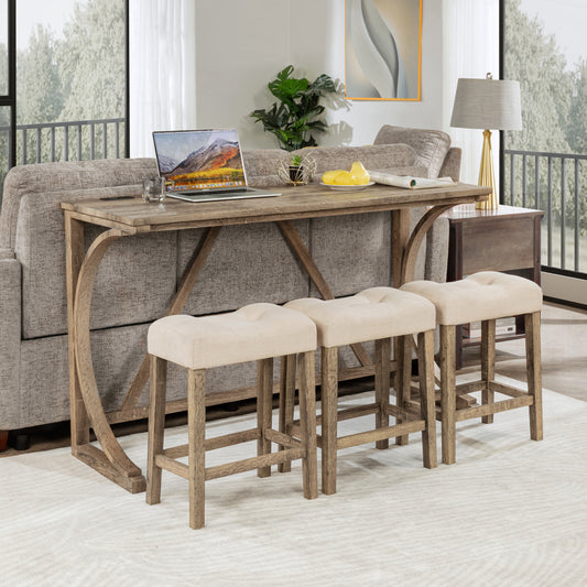 GOMYHOME brown brown 4-piece bar table set with power outlet for dining room and kitchen