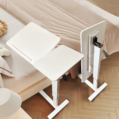 GOMYHOME Overbed Bedside Desk, Mobile Rolling Laptop Stand Tilting Overbed Table with