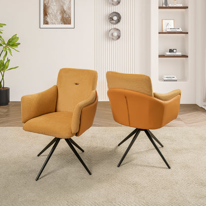GOMYHOME Orange Swivel Upholstered Dining Chairs with Metal Base, Set of 2