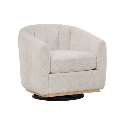 GOMYHOME 31.89 "Wide Modern Chenille Cushioned Metal Base 360° Swivel Chair, Upholstered
