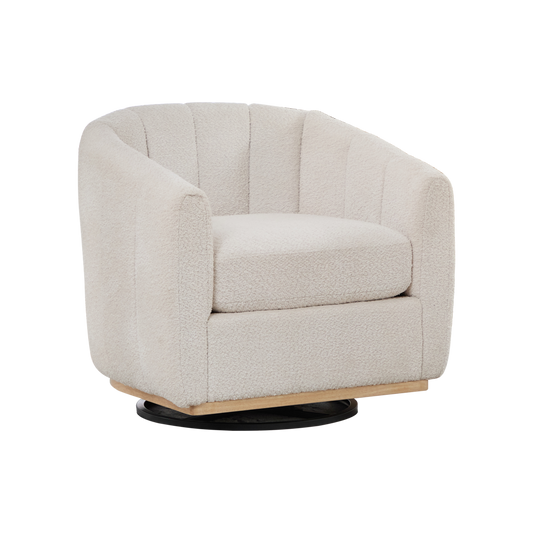 GOMYHOME 31.89 "Wide Modern Chenille Cushioned Metal Base 360° Swivel Chair, Upholstered