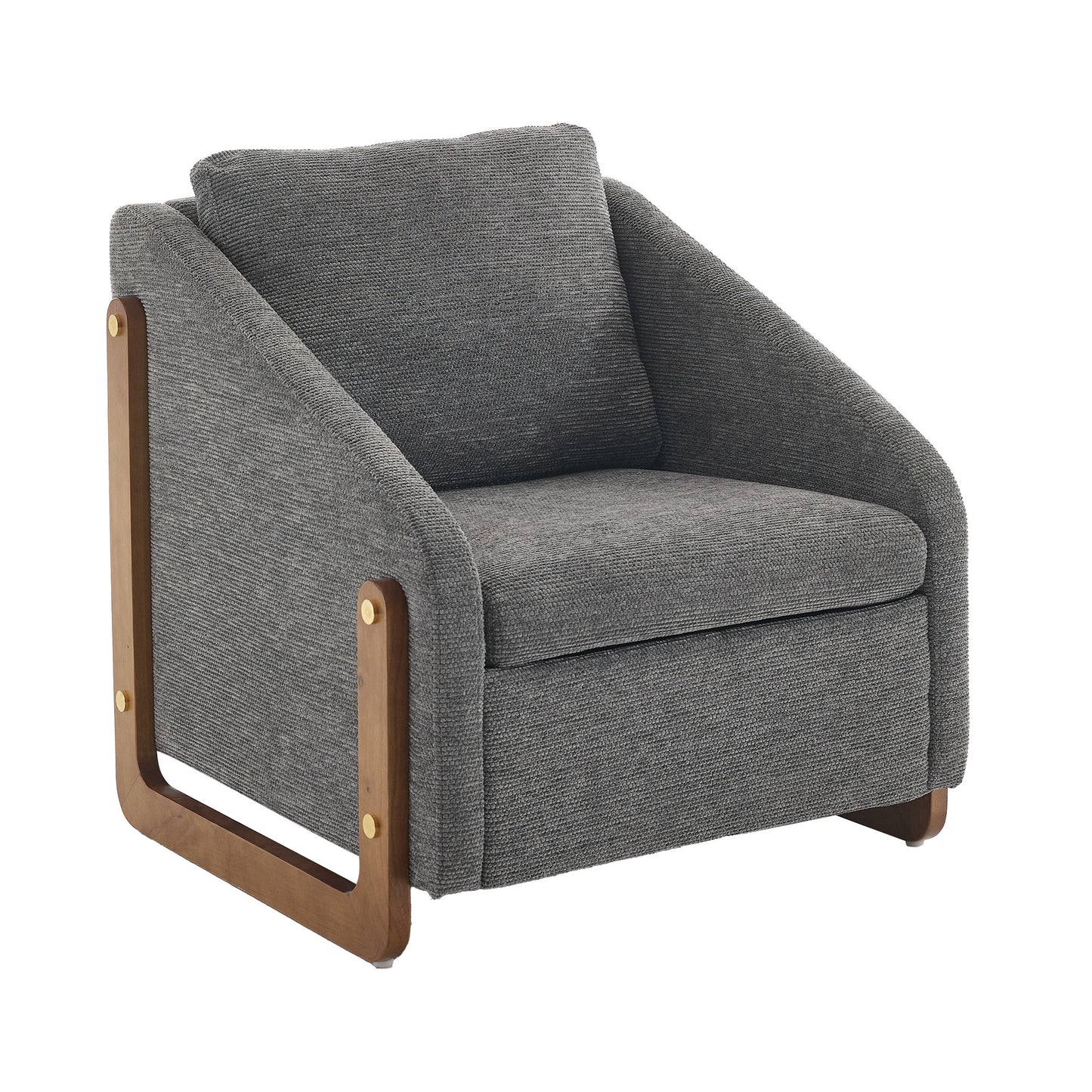 GOMYHOME Modern Chenille Upholstered Armchair with Wooden Side Frame, Gray, 28.94'