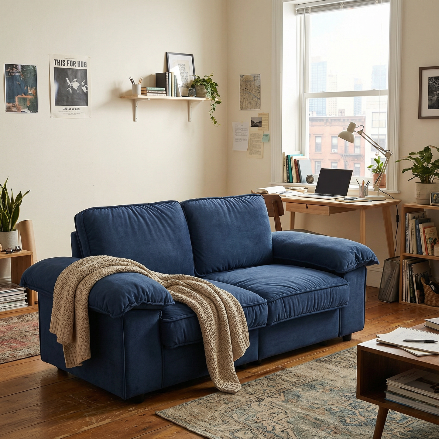 GOMYHOME 78.7" Storage Loveseat Sofa, 2-Seater Upholstered Couch for Apartment