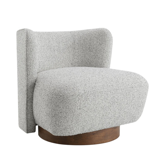 GOMYHOME Modern Boucle Swivel Accent Chair, Rounded Barrel Armchair with Wood Base, Oatmeal