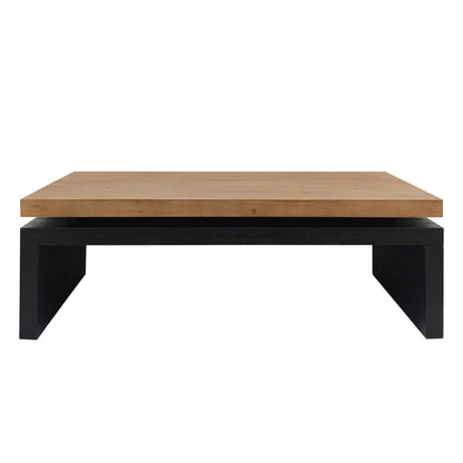 GOMYHOME Modern Wood Coffee Table, 47.6” Rectangular Living Room Table with Black Base
