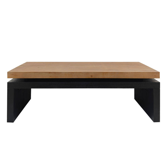 GOMYHOME Modern Wood Coffee Table, 47.6” Rectangular Living Room Table with Black Base