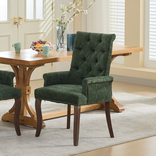 GOMYHOME olive green chenille dining chair single for modern home seating