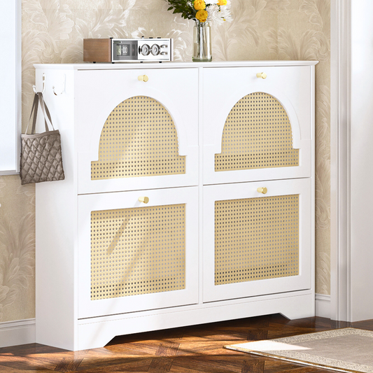 GOMYHOME White Shoe Storage Cabinet for Entryway Organization