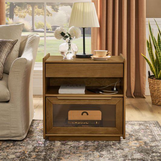 GOMYHOME walnut nightstand for modern home storage