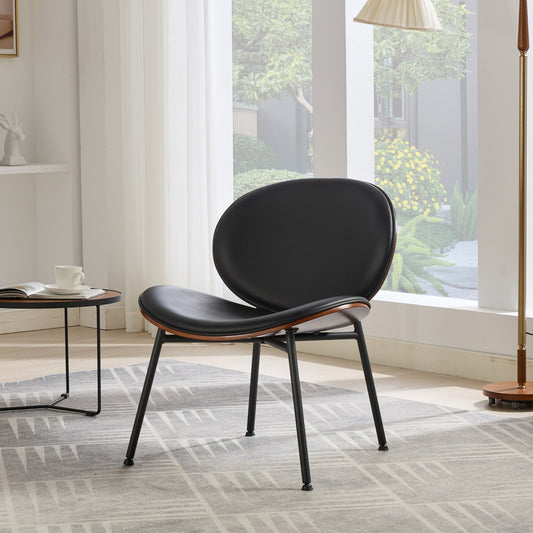GOMYHOME black faux leather accent chair single for modern home seating