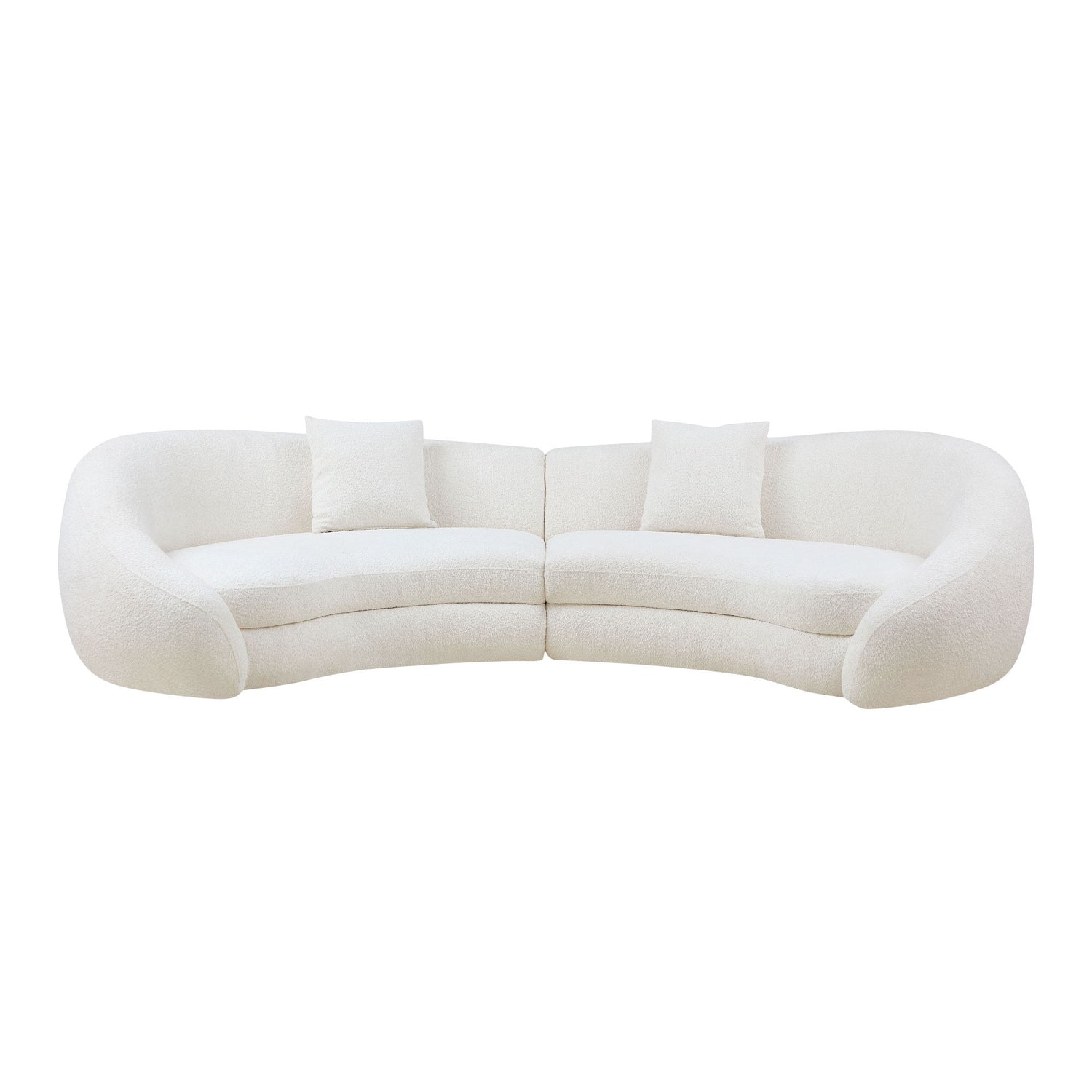 GOMYHOME White Curved Sofa with Throw Pillows in White for living room