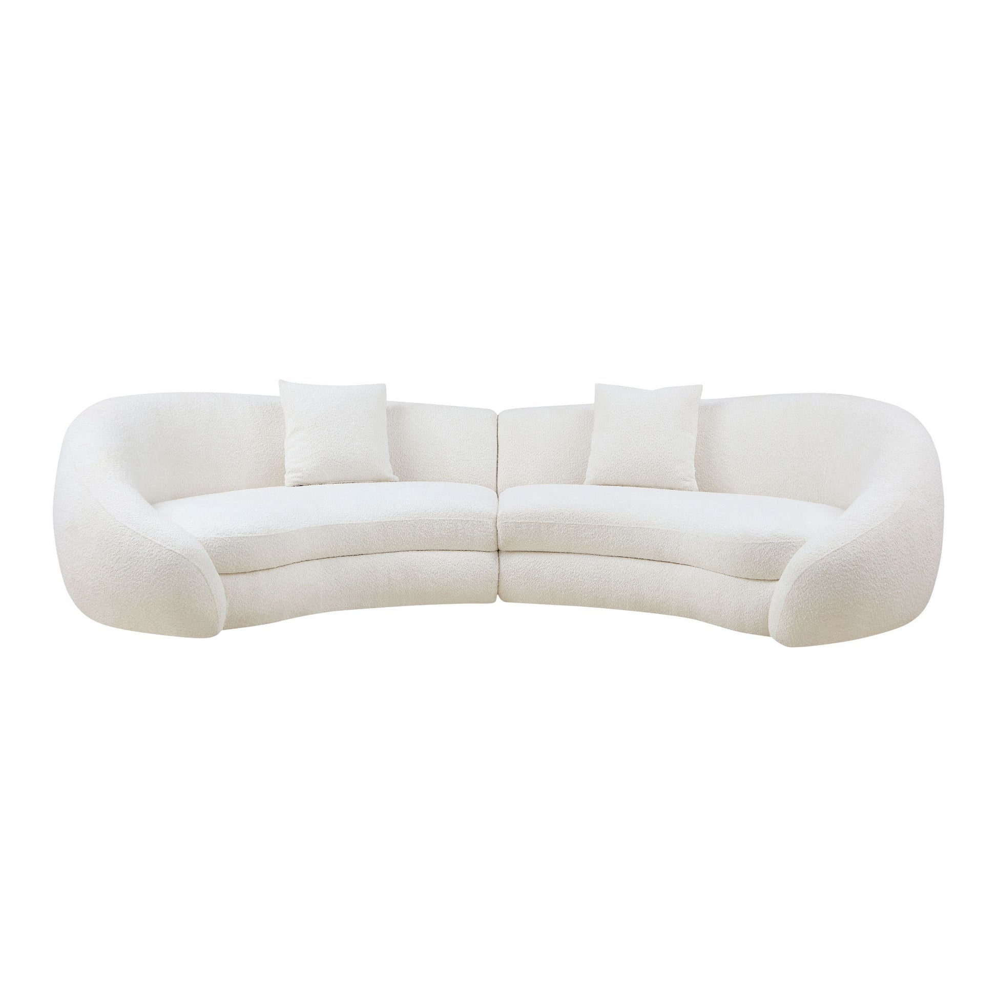 GOMYHOME White Curved Sofa with Throw Pillows in White for living room