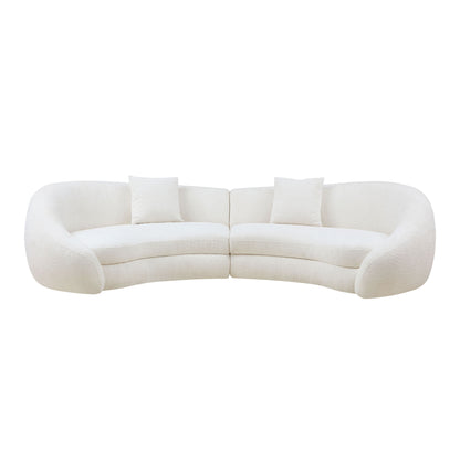 GOMYHOME White Curved Sofa with Throw Pillows in White for living room