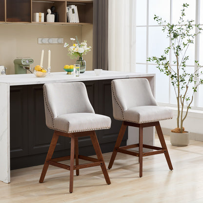 GOMYHOME beige upholstered fabric counter stool set of 2 for modern home seating