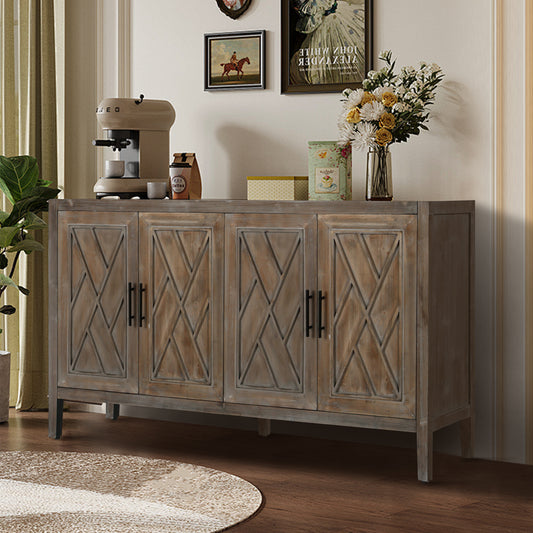 GOMYHOME Antique Brown 60-inch Sideboard & Buffet Cabinet with Adjustable Storage