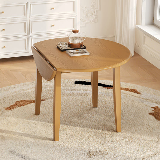 GOMYHOME Light Brown Extendable Folding Round Dining Table in Light Brown for Dining Room