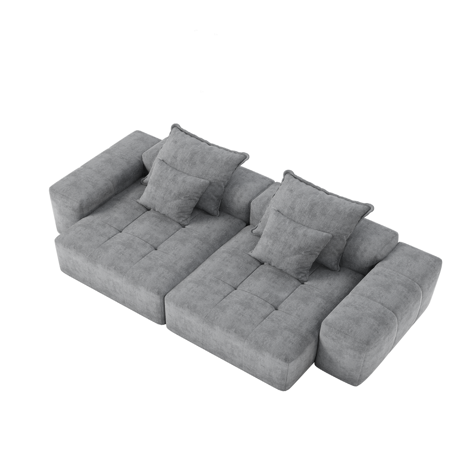 GOMYHOME Grey 4-Piece Chenille Modular Sectional Sofa with 2 chaise lounges and 2 armrests
