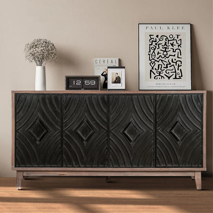 GOMYHOME 60-Inch Antique Black Farmhouse Console Table in Antique Black finish for entryway