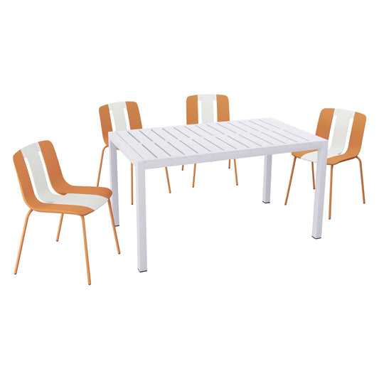 GOMYHOME Summer - 4-Pack Modern Striped Color Block Chairs-Indoor/Outdoor PP Seat & Sturdy