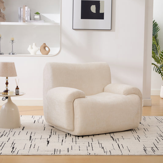 GOMYHOME 42-Inch Beige Chenille Accent Chair with Arms for Living Room