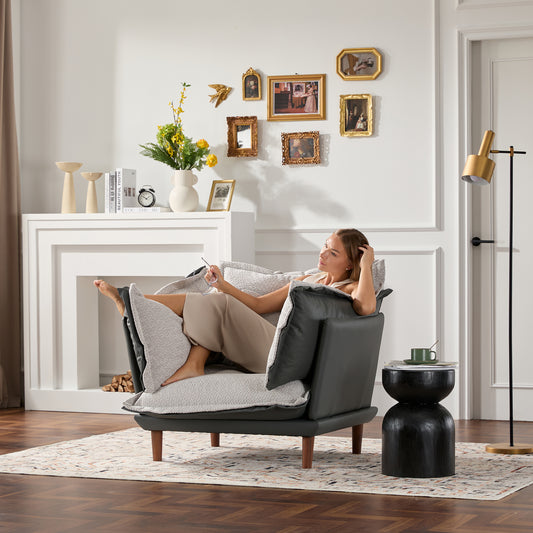 GOMYHOME Modern Oversized Chenille Armchair, Accent Lounge Chair for Living Room & Bedroom