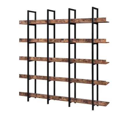 GOMYHOME 5 Tier Bookcase Home Office Open Bookshelf, Vintage Industrial Style Shelf