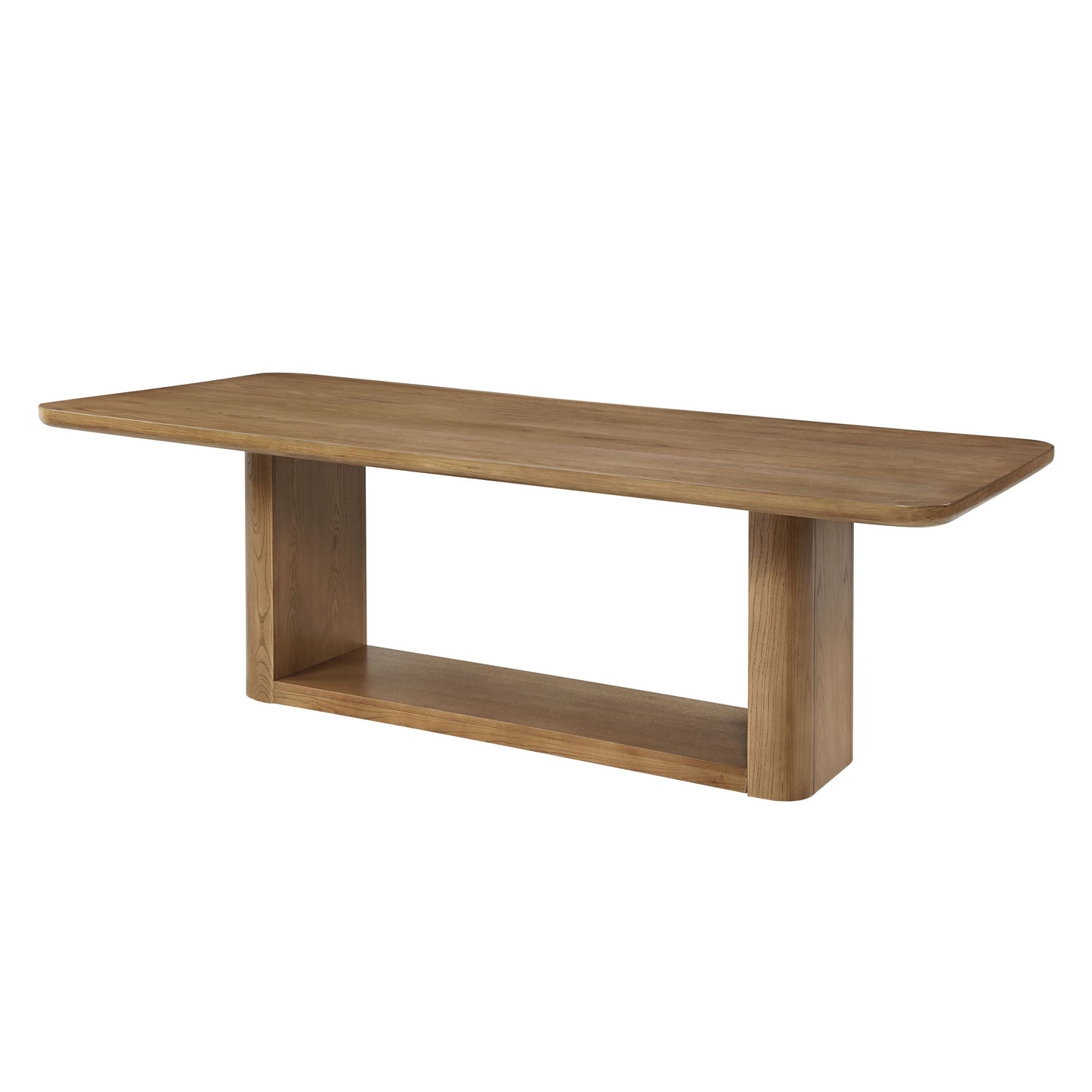 GOMYHOME 95" Modern Rectangular Dining Table, Large Wood Pedestal Table for 8, Natural Oak Finish
