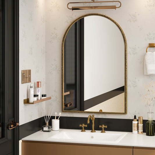 GOMYHOME Gold Arched Wall Mirror for Bathroom, Vanity, and Entryway