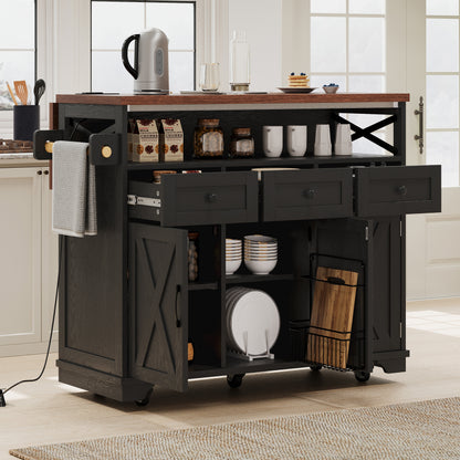 GOMYHOME Black Storage Cabinet with USB Charging and Storage