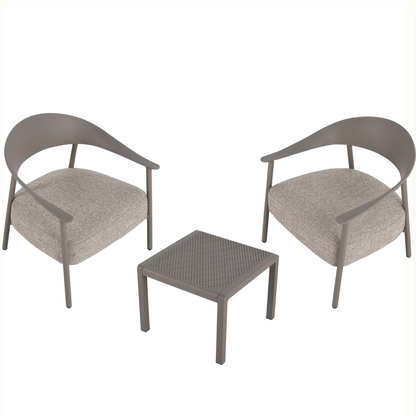 GOMYHOME Summer - Modern 2-Piece Accent Chair Set with Coffee Table – Warm Grey PP & Steel