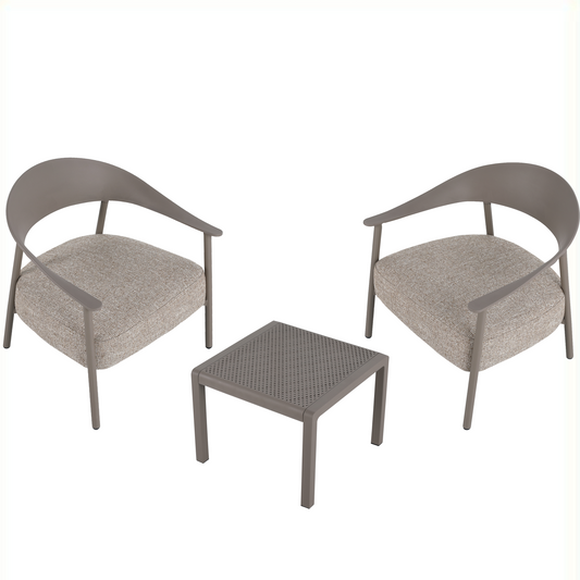 GOMYHOME Summer - Modern 2-Piece Accent Chair Set with Coffee Table – Warm Grey PP & Steel