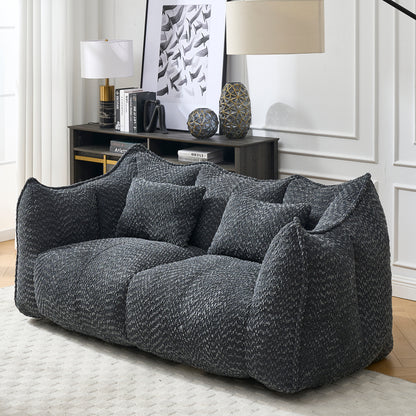 GOMYHOME black chenille bean bag chair with foam core for modern living room lounging