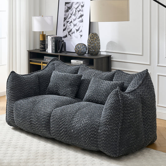 GOMYHOME black chenille bean bag chair with foam core for modern living room lounging
