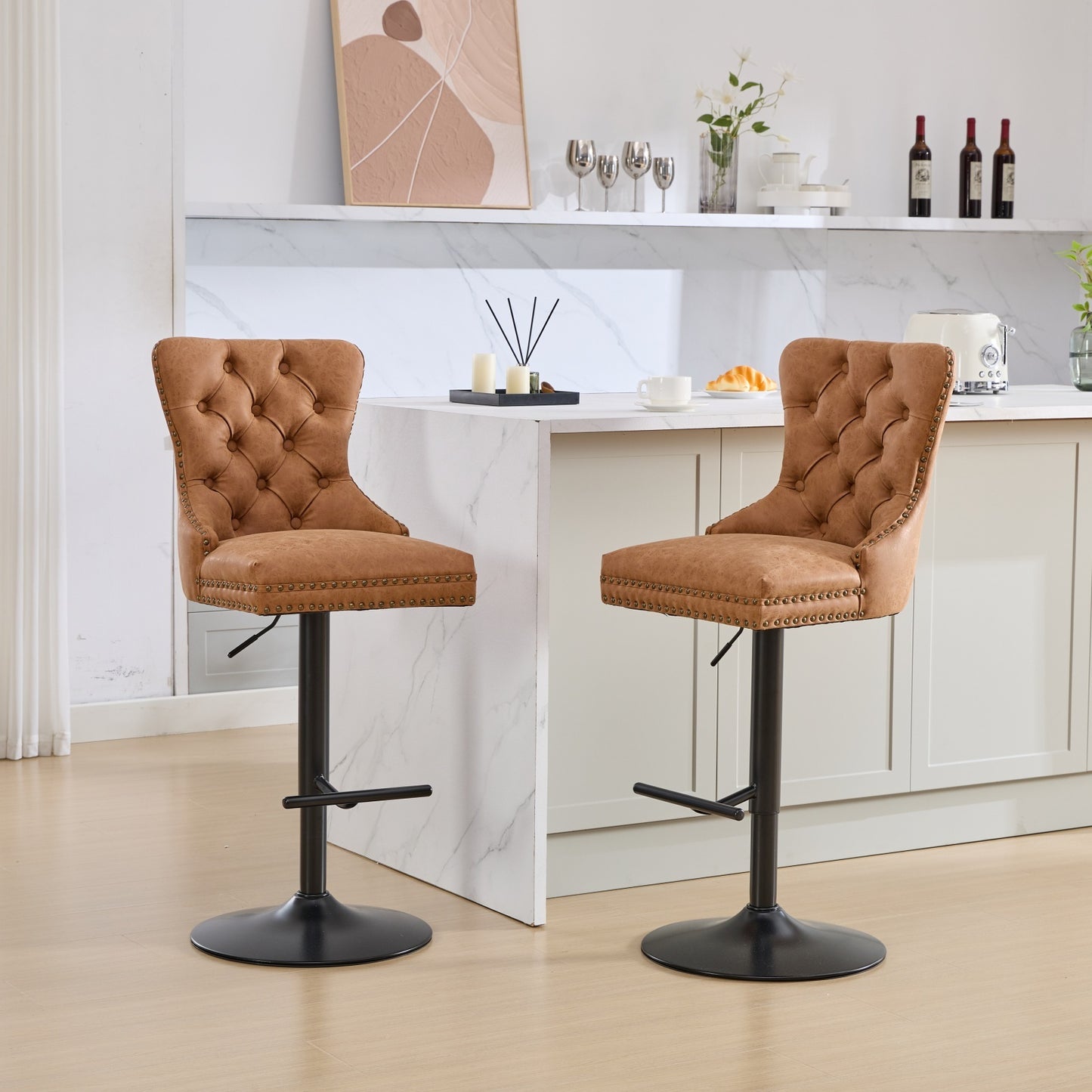 GOMYHOME Orange Counter Height Bar Stools 26-33-Inch, Set of 2