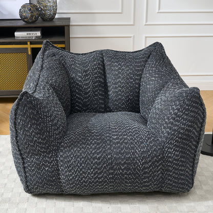 GOMYHOME black chenille bean bag chair with foam core for modern living room lounging