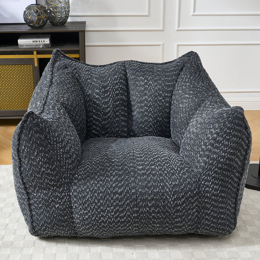 GOMYHOME black chenille bean bag chair with foam core for modern living room lounging