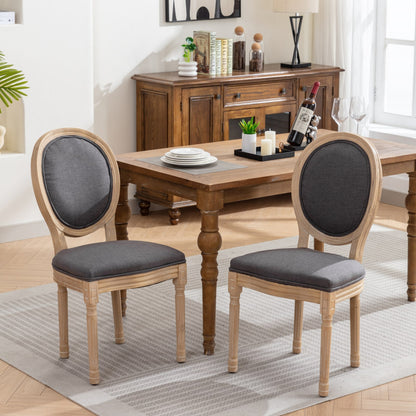 GOMYHOME Dark Gray French Linen Fabric Dining Chairs, Set of 2