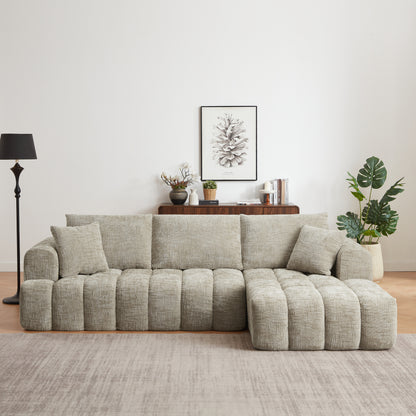 GOMYHOME Chenille L-Shape Luxury Sectional Oversized Sofa,Mnimalist Design,Comfy Sleeper Couch for Living Room,Apartment&Reception Spaces,No Assembly Required