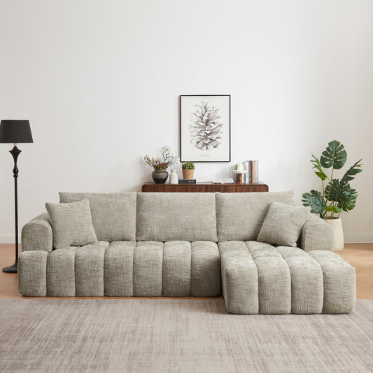 GOMYHOME Chenille L-Shape Luxury Sectional Oversized Sofa,Mnimalist Design,Comfy Sleeper Couch for Living Room,Apartment&Reception Spaces,No Assembly Required