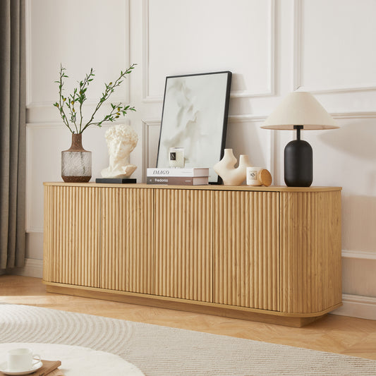 GOMYHOME Sideboard Storage Cabinet TV Stand with wave pattern Buffet Cabinet Wooden Vertical