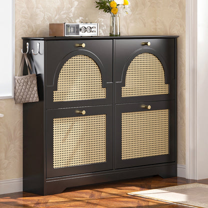 GOMYHOME Black Shoe Storage Cabinet for Entryway Organization