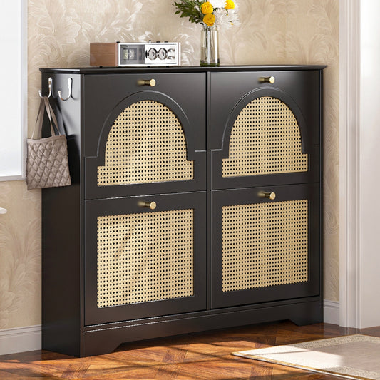 GOMYHOME Black Shoe Storage Cabinet for Entryway Organization