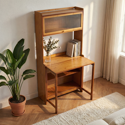GOMYHOME Multi functional bamboo folding table, space saving, suitable for office use